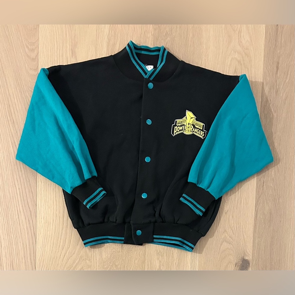 Vintage 1994 Mighty Morphin Power Rangers Double Sided Snap Bomber Jacket - Picture 1 of 4